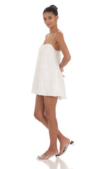 Textured Shift Dress in White