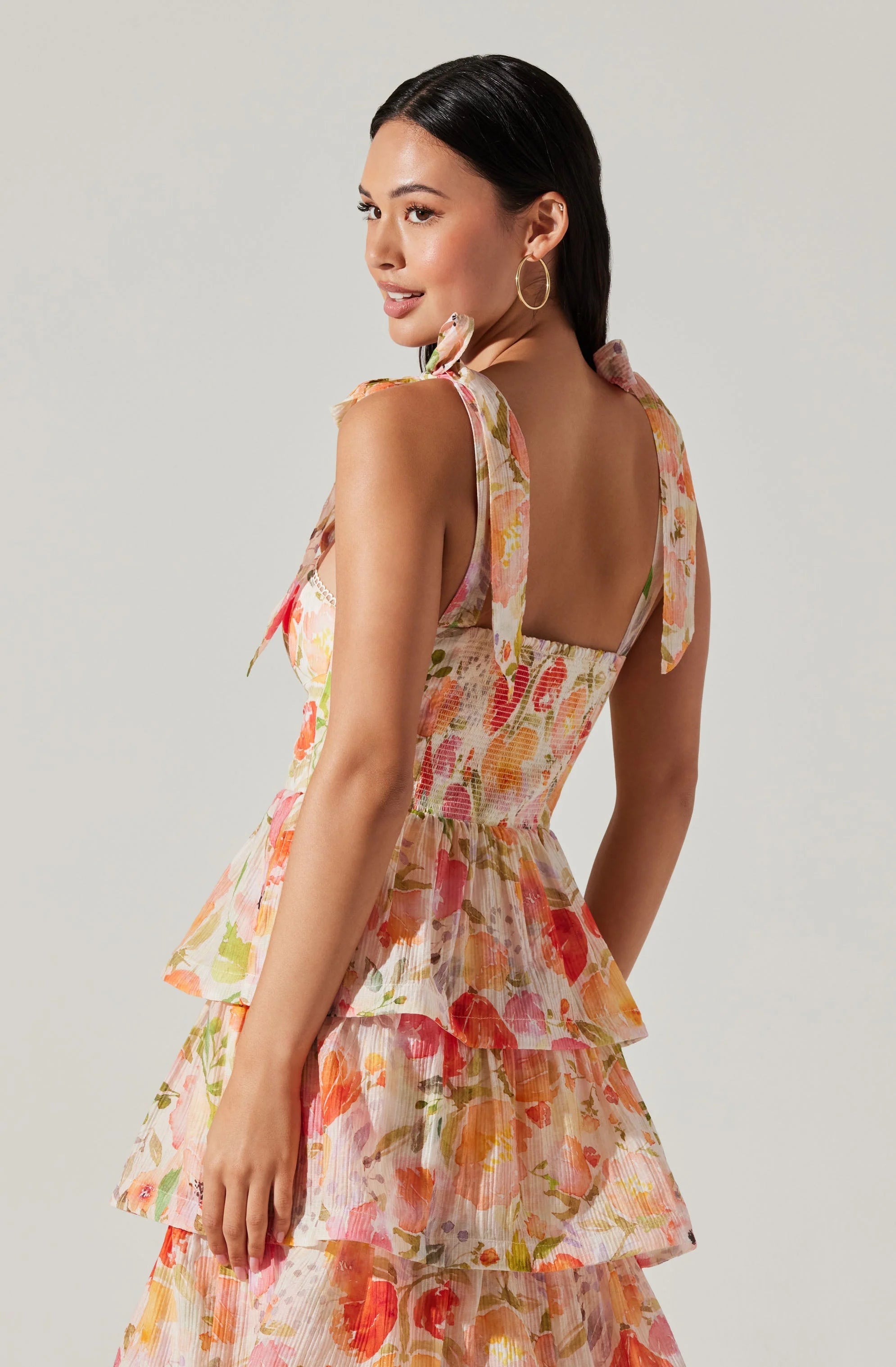Zirconia Tie Strap Tiered Dress