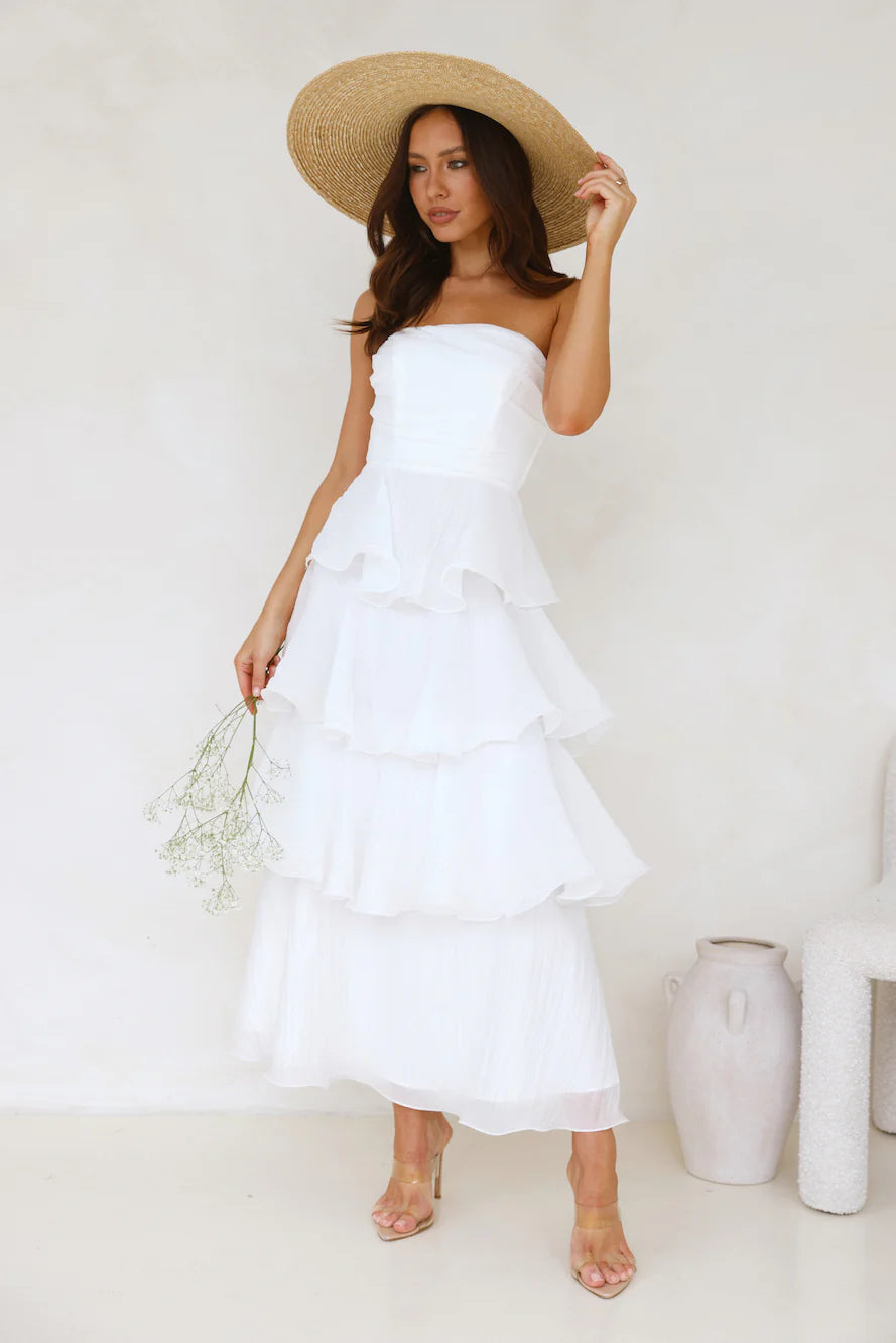 Wedding Adventure Strapless Maxi Dress White