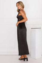 That Girl Theory Satin Maxi Dress Black