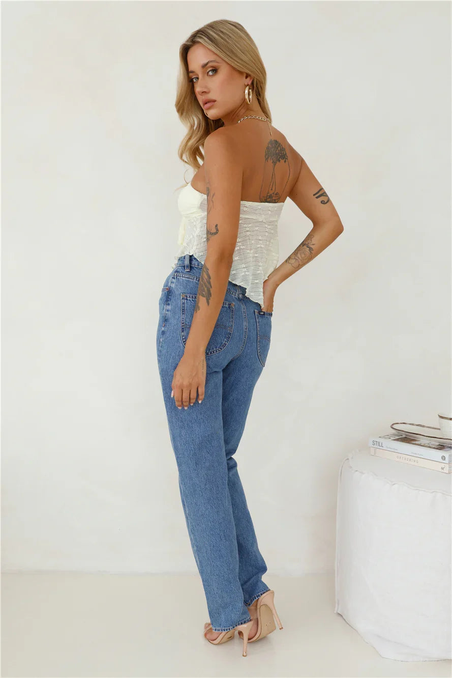 Sweet Berry Strapless Crop Top Yellow