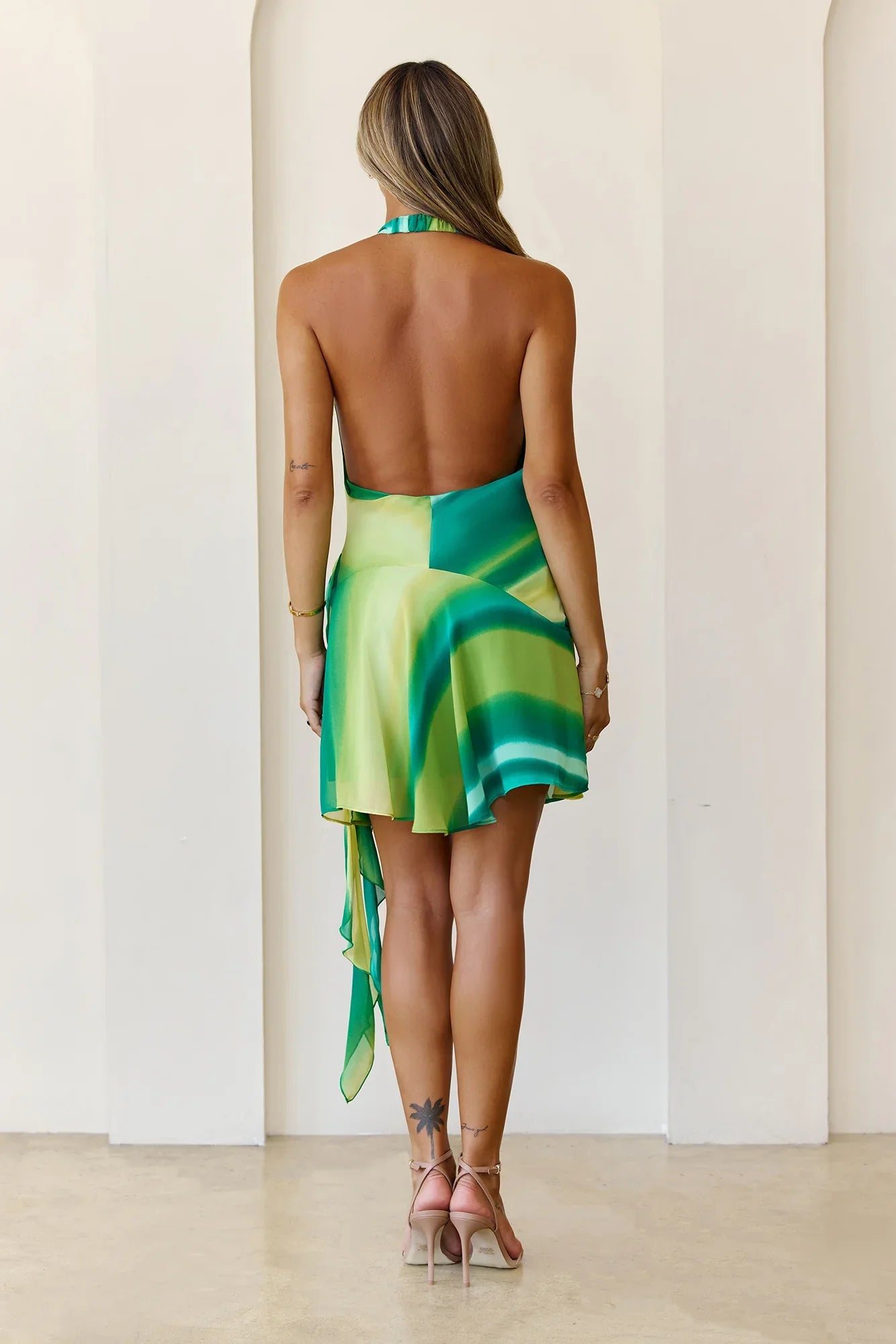 Verona Side Tie Mini Dress Green